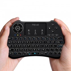 Mini tastatura iluminata, wireless cu touchpad, Reiie H9+