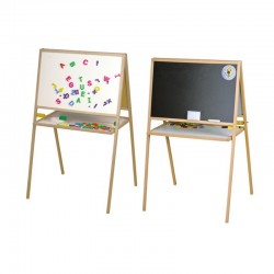 Tablita magnetica pentru scolari, 2 fete scriere, 107x64 cm, stativ lemn