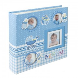 Album foto Baby Four albastru personalizabil, 50 file cartonate, 200 poze 10x15