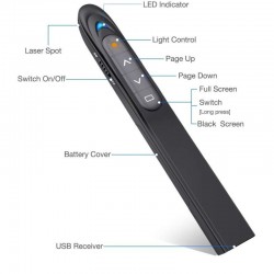 Laser presenter Wireless, distanta control 100m, receiver USB, negru