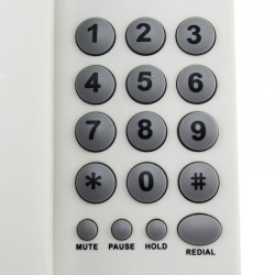Telefon fix cu fir, 16 taste, functie Mute, Pause, Redial, Hold, Alb, OHO